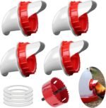DIY Chicken Feeders No Waste Automatic Poultry Feeder 6 Ports 1 Hole Saw Gravity Chick Feeder Rodent Proof Rain Proof Port for Buckets Barrels Bins Troughs (4 Pcs) - Image 2