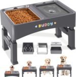 Decflow 3-in-1 Elevated Dog Bowls, 4 Height Adjustable Raised Dog Bowls with Stainless Steel Dog Food Bowls, Slow Feeder, No Spill Water Bowl, DIY Stickers Foldable Pet Bowl for Medium Large Dogs - Image 2