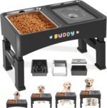 Decflow 3-in-1 Elevated Dog Bowls, 4 Height Adjustable Raised with Stainless Steel, Slow Feeder, No Spill Water Bowl, DIY Stickers Foldable Pet Bowl for Medium Large Dogs - Image 2