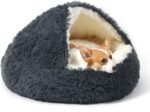 Dog Bed Round Hooded Plush Cat Cave Self Warming Pet Bed Donut Anti Anxiety Fluffy Pet Bed for Puppy and Kitty - Image 2