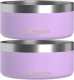 Dog Bowl, Dog Food Water Bowl with Non-Slip Rubber Base, Stainless Steel Dog Bowls, Double Wall Dog Bowl Small Medium Large Dogs, 32 oz, Pack of 2 (Purple) - Image 2