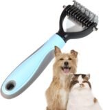 Dog Brush, Dematting and Shedding Brush, Undercoat Rake Comb for Dogs and Cats, Pet Grooming Tool with Double Sided for Removes Knots and Tangled Hair, Blue - Image 2