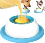 Dog Cat Licks Toys for Liquid Food, Anxieties Relief Slow Feeder Dog Lick Ball Treat Dispenser, Non-Slip Licking Bowl Enrichment Toys to Keep Them(Blue) - Image 2