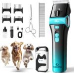 Dog Clippers for Grooming with 5-in-1 Blade, Dog Grooming Kit Cordless Rechargeable Cat Hair Trimmer Detachable Stainless Steel Blade Pet Shaver for Small Puppy Cat Paw Face Head Body - Image 2