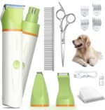 Dog Clippers with Paw Trimmer, All-in-One Dog Grooming Kit Low Noise Electric Rechargeable Small Quiet Foot Razor Pet Hair Shaver with Stainless Steel Scissors Guards for Dogs Cats at Home - Image 2