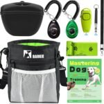 Dog Training Kit - Treat Pouch, Pet Training Fanny Pack, 2 Puppy Training Clickers, Ultrasonic Silent Whistle, 2-in-1 Whistle Clicker, Clicker Training Guide Booklet, Dog Poop Bag (Black) - Image 2