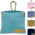 Dog Treat Pouch, Green Pocket Sized Pet Training Pouch, Cotton Fabric, Hand Free Dog Walking Bag with Carabiner, Self-Closing Pet Feed Snack Reward, for Pet Puppy Travel or Outdoor Use - Image 2