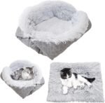 Dual use 20.5 * 23.6" Cat Beds for Indoor Cats,Soft Plush Cat Bed with Button,Cat Sleeping Bed,Calming Dog Bed,Pet Bed Mat Blanket,Cat Bed Mat,Calming Cat Bed (Gray) - Image 2