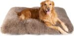 EHEYCIGA Calming Dog Crate Bed XL Extra Large, Washable Anti Anxiety Dog Pet Bed, Fluffy Dog Pillow Mat with Anti-Slip Bottom, Camel, 41.3"x27.5"x3.5" - Image 2