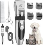 ENJOY PET Dog Clippers Low Noise Cat Shaver, Professional Dog Grooming Kit Rechargeable Cordless Pet Hair Clippers with 4 Comb Guides, Electric Quiet Pet Trimmer for Dogs Cats and Animals (Silver) - Image 2