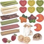 ERKOON 33 PCS Bunny Chew Toys for Teeth, from Various Natural Ingredients Such as Apple Wood, Carrots, and Timothy Grass, Suitable for Small Pets Such as Hamsters Totor Guinea Pigs etc - Image 2