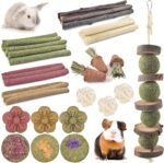 ERKOON Rabbit Toy, 42 Pieces Timothy Hay Sticks Carrots Rose Grass Cake Dental Care Molar, Chinchillas Toy Chew Toy for Rabbits, Guinea Pigs, Hamsters, Chinchilla - Image 2