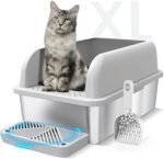 Enclosed Stainless Steel Cat Litter Box with Lid Extra Large Litter Box for Big Cats XL Metal Litter Pan Tray with High Wall Sides Enclosure, Non-Sticky, Anti-Leakage, Easy Cleaning - Image 2