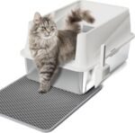 Erinaik Enclosed Stainless Steel Cat Litter Box with Lid, XL Extra Large Litter Box for Big Cats, Metal Kitty Litter Box High Sided Never Absorbs Odors, Anti-Leakage, Easy Cleaning (White) - Image 2