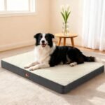 Extra Large Waterproof Dog Bed - Orthopedic Support & Egg Crate Foam Dogs Mat, Soft & Cozy Dog Crate Pad with Non-Slip Bottom & Machine Washable Cover, XL Pet Mat, Beige - Image 2