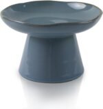 Extra Wide 6.1'' Ceramic Raised Cat Food Bowl, Shallow Elevated Pet Feeder for Food Feeding, Anti Vomiting Whisker Fatigue Cat Stuff Bowls for Cat Puppy, Blue - Image 2