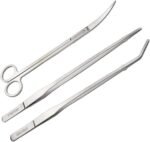 FEITA Aquarium Tweezer Set Long Stainless Steel Curved & Straight Aquarium Feeding Tweezers Scissors Maintenance Tools Kit (3 Pcs) - Image 2