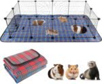 FHTONGE Large Guinea Pig Cage Habitat with 2 Pcs Waterproof Bedding, 8Sq Ft Guinea Pig Playpen with Mat, Metal Small Animal Playpen with Mat for Hamster Hedgehog Dwarf Rabbit (12 x Cage Panels) - Image 2