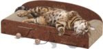 FUKUMARU 26 Inch Cat Scratcher Cardboard Lounge Bed, Durable Cat Scratcher Extra Large Lounger, 2 Reversible Cat Scratching Pads Refill for Indoor Cats, Cat Scratch Bed Cardboard Toy, Caramel Color - Image 2