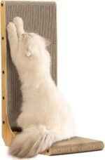 FUKUMARU Cat Scratcher, 68 CM L Shape Cat Scratch Pad Wall Mounted, Cat Scratching Cardboard with Ball Toy for Indoor Cats, Large Size - Image 2