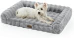 Faux Fur Orthopedic Dog Bed, Dog Bed for Medium Size, Pet Sofa with Removable Leak-Proof Cover, Washable U-Shaped Pet Couch with Anti-Slip Bottom, Grey L 36x27x6.5 inch - Image 2