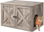 Feandrea Cat Litter Box Enclosure, Litter Box Furniture Hidden, Indoor Cat House, End Table, 70 x 50 x 50 cm, Heather Greige UPCL022K01 - Image 2