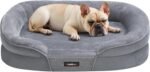 Feandrea Dog Bed, Medium Orthopaedic Dog Sofa Bed, 76 x 51 x 18 cm, Egg Crate Foam, Waterproof Liner, Raised Edges, Removable and Machine Washable Cover, Non-Slip, Light Gray UPGW281G01 - Image 2