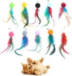 Feather Cat Toy,10 Packs Interactive Cat Feather Teaser Toys,Natural Cat Feather Teaser Toys with Bell for Indoor Cats Gifts, Kitty Toys for Exercise(Feather Replacement Heads) - Image 2