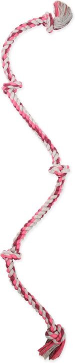 Flossy Chews Cottonblend Color 5-Knot Rope Tug, Super X-Large 72-Inch, Assorted Colors - Image 2