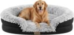 Fluffy Orthopedic Dog Bed for Medium & Large Dogs, Calming Plush Sofa Bed with Curved Bolster Support and Egg-Crate Foam Base, 43" Cozy Oval Pet Donut Bed with Washable Cover, Gray - Image 2