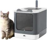 Foldable Cat Litter Box, Fully Enclosed Litter Box with Lid, Covered Kitty Kitten Litter Boxes Enclosure with Scoop, Odor Control, Easy to Clean, 3 Modes for Cat Up to 12 lbs(White&Grey) - Image 2