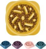 Fun Dog Slow Bowls Anti-Obesity&Choking&Overeating, Dog Puzzle Healthy Anti-Slip Lick Treat Bowls Dishes Maze Interactive Puzzle(Yellow) - Image 2