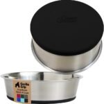 GORILLA GRIP Set of 2 Dog Bowls, Holds 4 Cups (32 fl oz), Heavy Duty Metal Food and Water Bowl for Feeding Dogs and Cats, Dishwasher Safe, Rust Resistant Stainless Steel, BPA Free Rubber Base, Black - Image 2