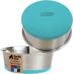 GORILLA GRIP Stainless Steel Metal Dog Bowl Set of 2, Rubber Base, Heavy Duty, Rust Resistant, Food Grade BPA Free, Less Sliding, Quiet Pet Bowls for Cats and Dogs, Holds 2 Cups (16 fl oz), Turquoise - Image 2
