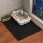 HCY&WLD Cat Litter Mat, 45x26/35x24/30x22/24x18 Inch Double Layer Cat Litter Box Mat, EVA Non-Slip, Waterproof Urine Proof Cat Litter Catcher Mat, Easy Clean Scatter Control (30x22 Inch, Black) - Image 2