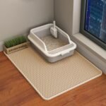 HCY&WLD Cat Litter Mat, 45x26/35x24/30x22/24x18 Inch Double Layer Cat Litter Box Mat, EVA Non-Slip, Waterproof Urine Proof Cat Litter Catcher Mat, Easy Clean Scatter Control (30x22 Inch, Khaki) - Image 2