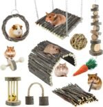 Hamster Toys Rat Toys Chinchilla Toys Hamster Chew Toys Cage Accessories Apple Wood Sticks Ladder Bell Roller for Gerbil Guinea Pigs and Other Small Animal - Image 2