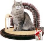 Happi N Pets Large Cat Self Groomer, Arch Grooming Brush with Heavy Wooden Scratching Pad, Rubbing Post & Toy, Cat Face Scratchers Body Massager, Cat Scratchers for Indoor Cats, Brown - Image 2