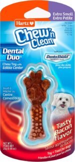 Hartz Chew 'n Clean Dental Duo Bacon Flavored Dental Dog Chew Toy and Treat - Extra Small - Image 2