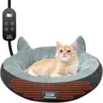 Heated Cat Bed for Indoor Cats, Round Indoor Heated Pet Bed with Timer & Temp Adjustable, 19" Donut Cat Heated Bed Cozy Electric Pet Heating Pad with Chew Resistant Cord for Kitten Cat. - Image 2
