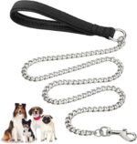 Heavy Duty Metal Dog Leash, 4FT Chew Proof Pet Leash Chain with Soft Padded Handle for Large & Medium Size Dogs (120cm*3mm) - Image 2