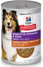 Hill's Science Diet Sensitive Stomach & Skin, Adult 1-6, Stomach & Skin Sensitivity support, Wet Dog Food, Turkey & Rice Stew, 12.5 oz Can, Case of 12 - Image 2
