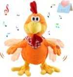 Houwsbaby Squawking Chicken Musical Stuffed Animal with a bib Walking Singing Waving Rooster Electronic Interactive Plush Toy Gift for Kids Boys Girls Holiday Birthday, 38CM (Orange) - Image 2