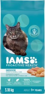IAMS Proactive Health Indoor Weight & Hairball Care Adult Dry Cat Food – Chicken & Turkey – 3.18KG (7LB) Bag - Image 2