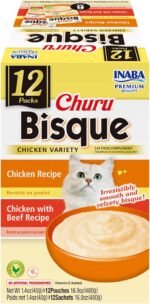 INABA Churu Bisque for Cats, Creamy Lickable Purée Side Dish with Vitamin E, 39 Grams per Pouch, 12 Pouches, Chicken Variety - Image 2
