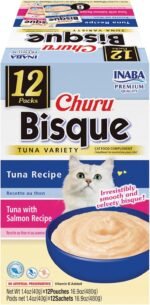 INABA Churu Bisque for Cats, Creamy Lickable Purée Side Dish with Vitamin E, 39 Grams per Pouch, 12 Pouches, Tuna Variety - Image 2
