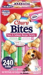 INABA Churu Bites for Dogs, Soft & Chewy Dog Treats with Vitamin E, 11.9 Grams Each Tube, 20 Tubes, Tuna & Salmon Variety Box - Image 2