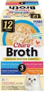 INABA Churu Broth for Cats, Side Dish Pouch, 39 Grams per Pouch, 12 Pouches, Chicken & Seafood Variety - Image 2