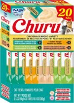INABA Churu Cat Treats, Lickable, Squeezable Creamy Purée Cat Treat with Green Tea Extract & Taurine, 14g Each Tube, 20 Tubes, Chicken & Seafood Variety - Image 2
