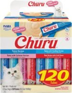INABA Churu Cat Treats, Lickable, Squeezable Creamy Purée with Vitamin E, 14 Grams per Tube, 120 Tubes Total, Tuna Variety - Image 2